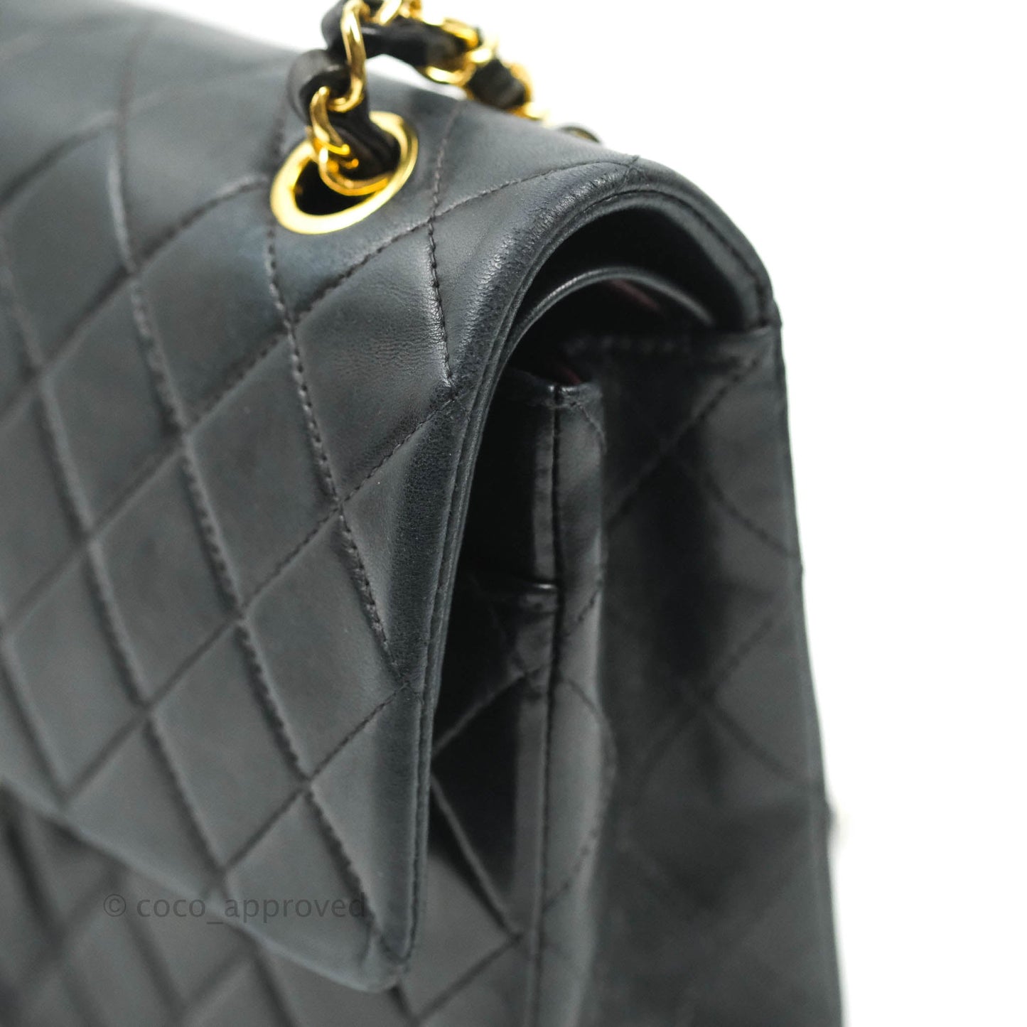 Chanel Classic Vintage Double Flap M/L Black Lambskin 24K Gold Hardware