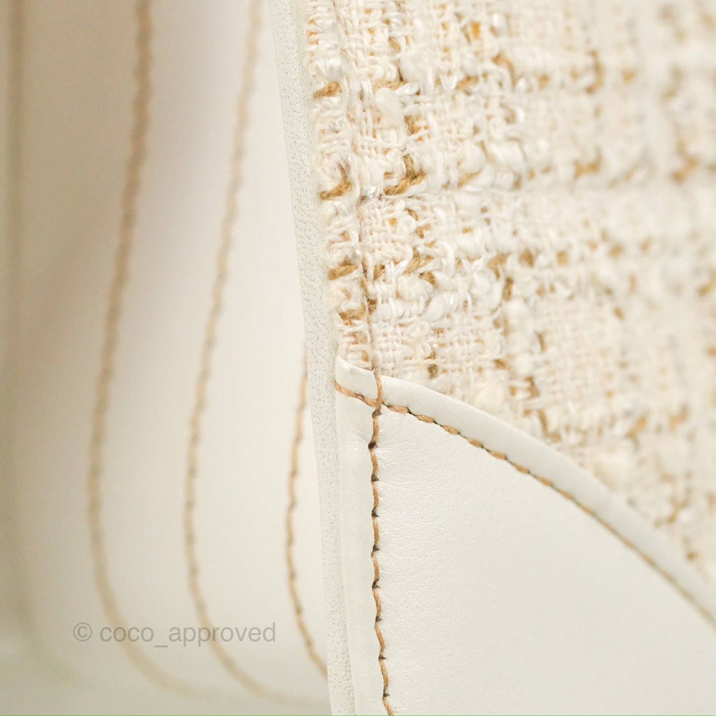Chanel Small Tweed Flap Bag White Aged Gold Hardware