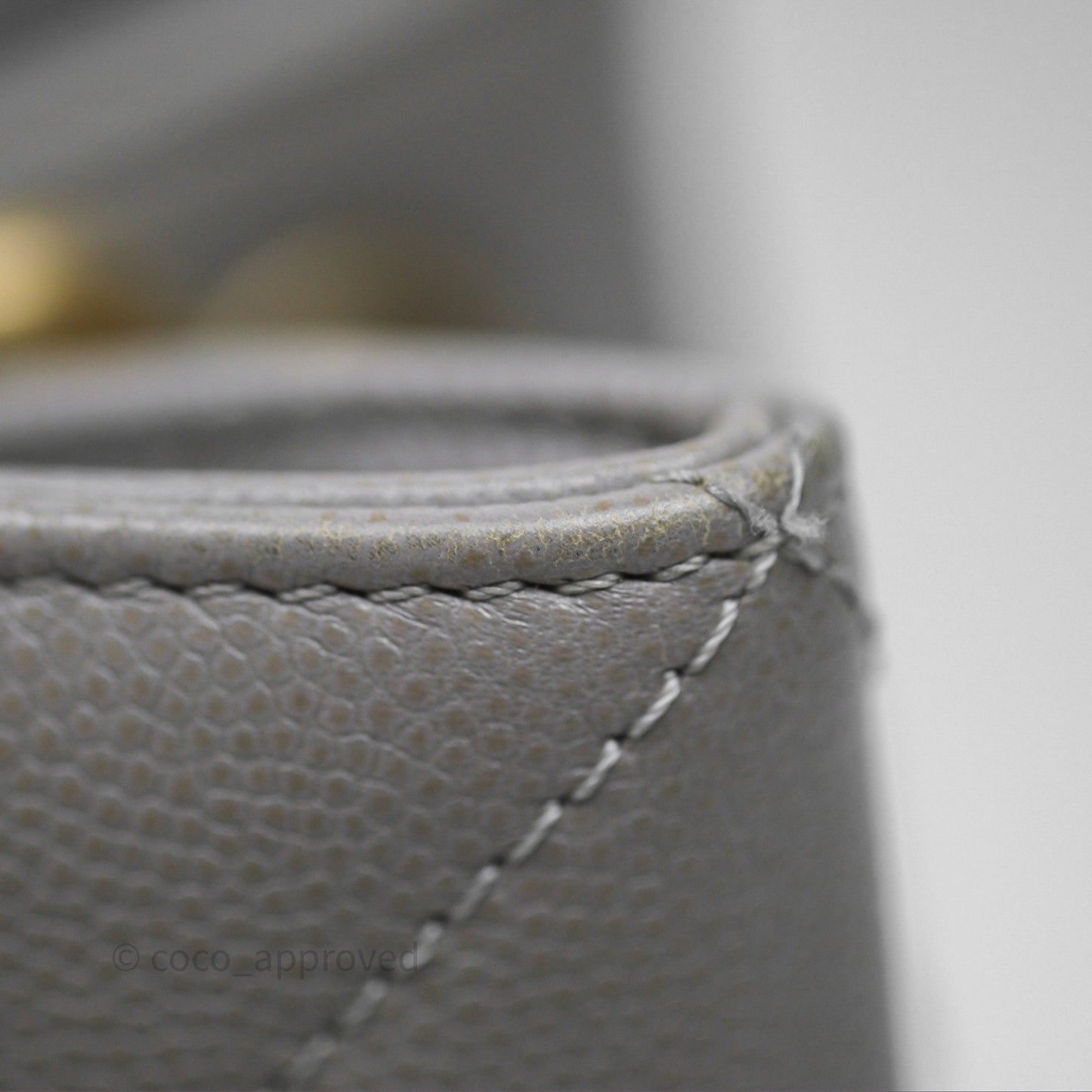 Chanel Drawstring Bucket Bag Grey Grained Calfskin Aged Gold Hardware