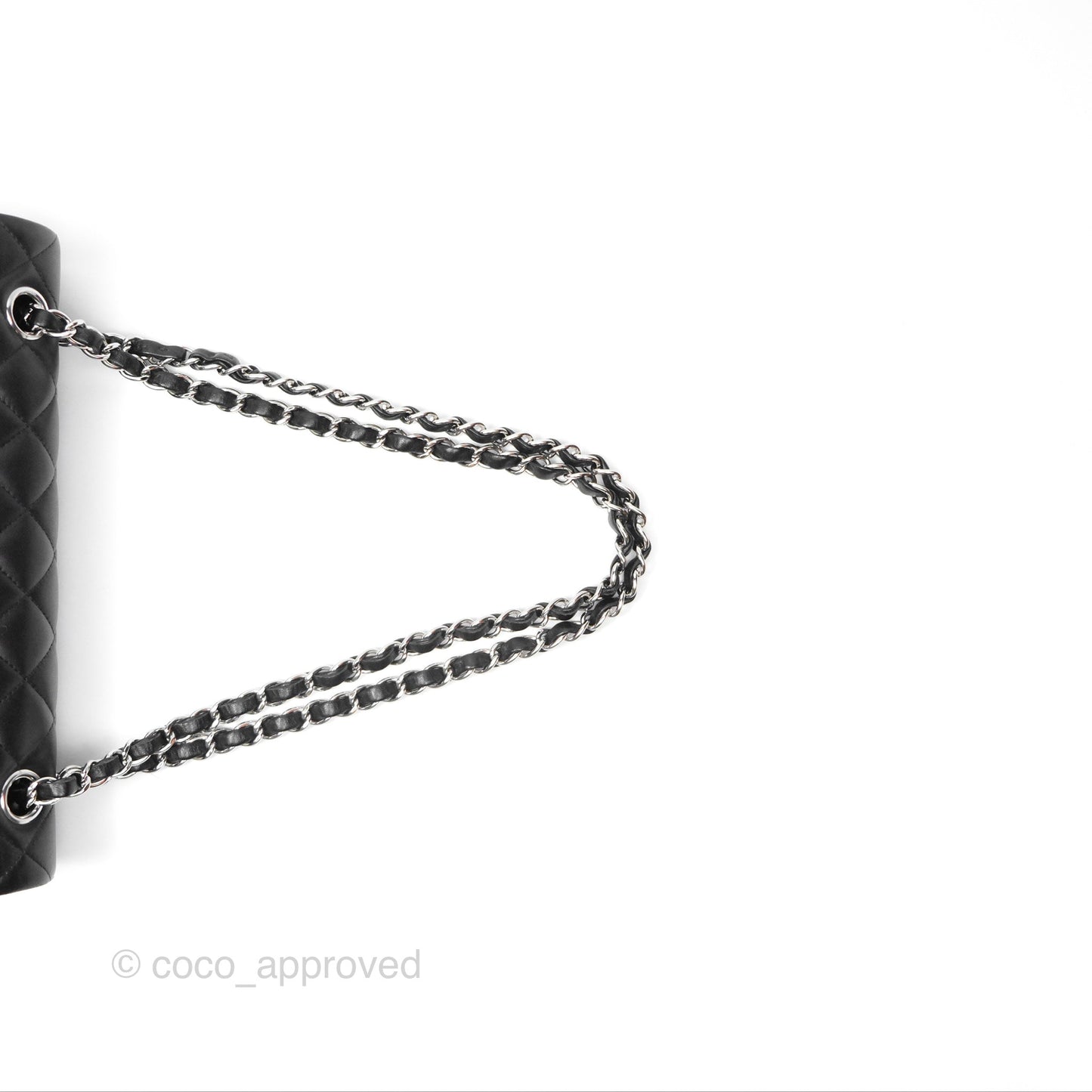 Chanel M/L Medium Classic Flap Quilted Black Lambskin Silver Hardware