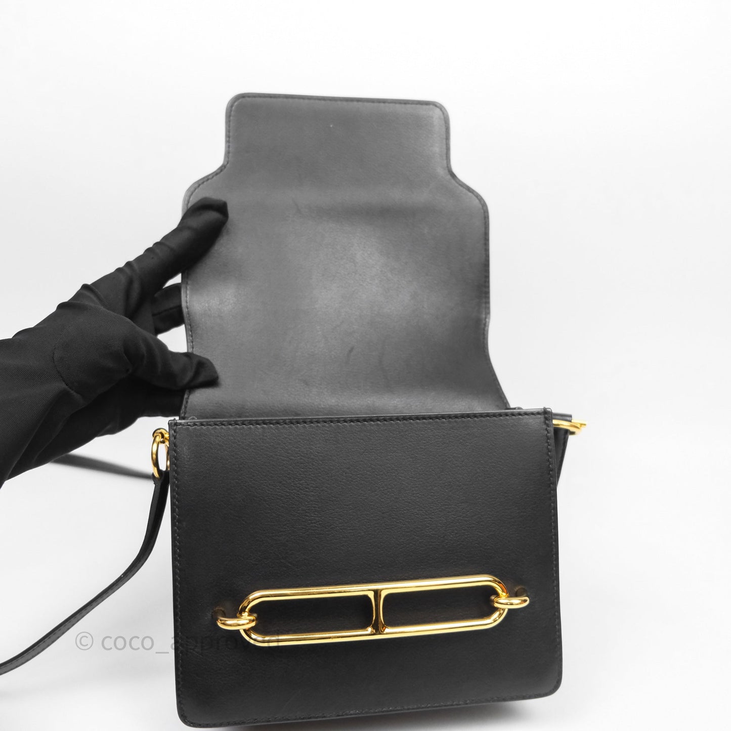 Hermès Roulis Mini 18 Black Veau Evergrain Gold Hardware
