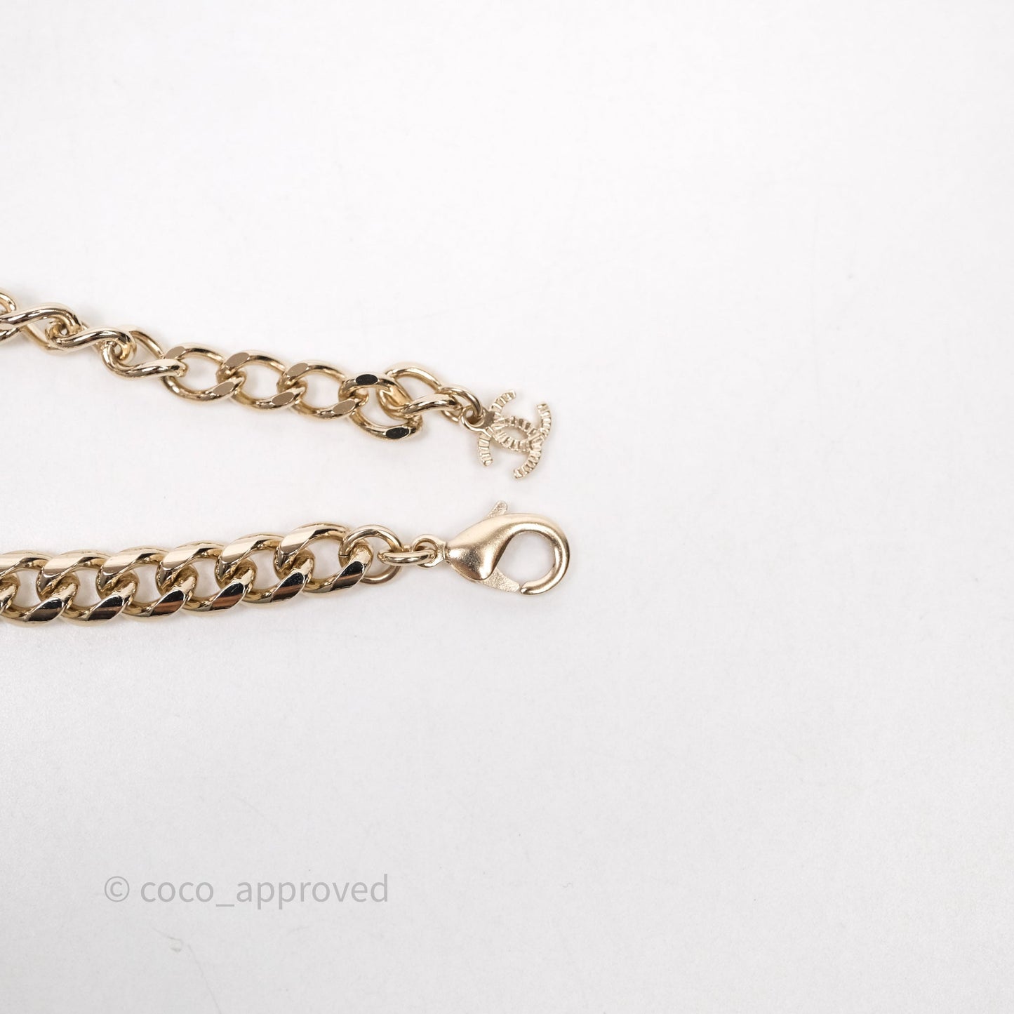 Chanel No5 Perfume Bottle Crystal Pearl Chain Choker Necklace Gold Tone 22S