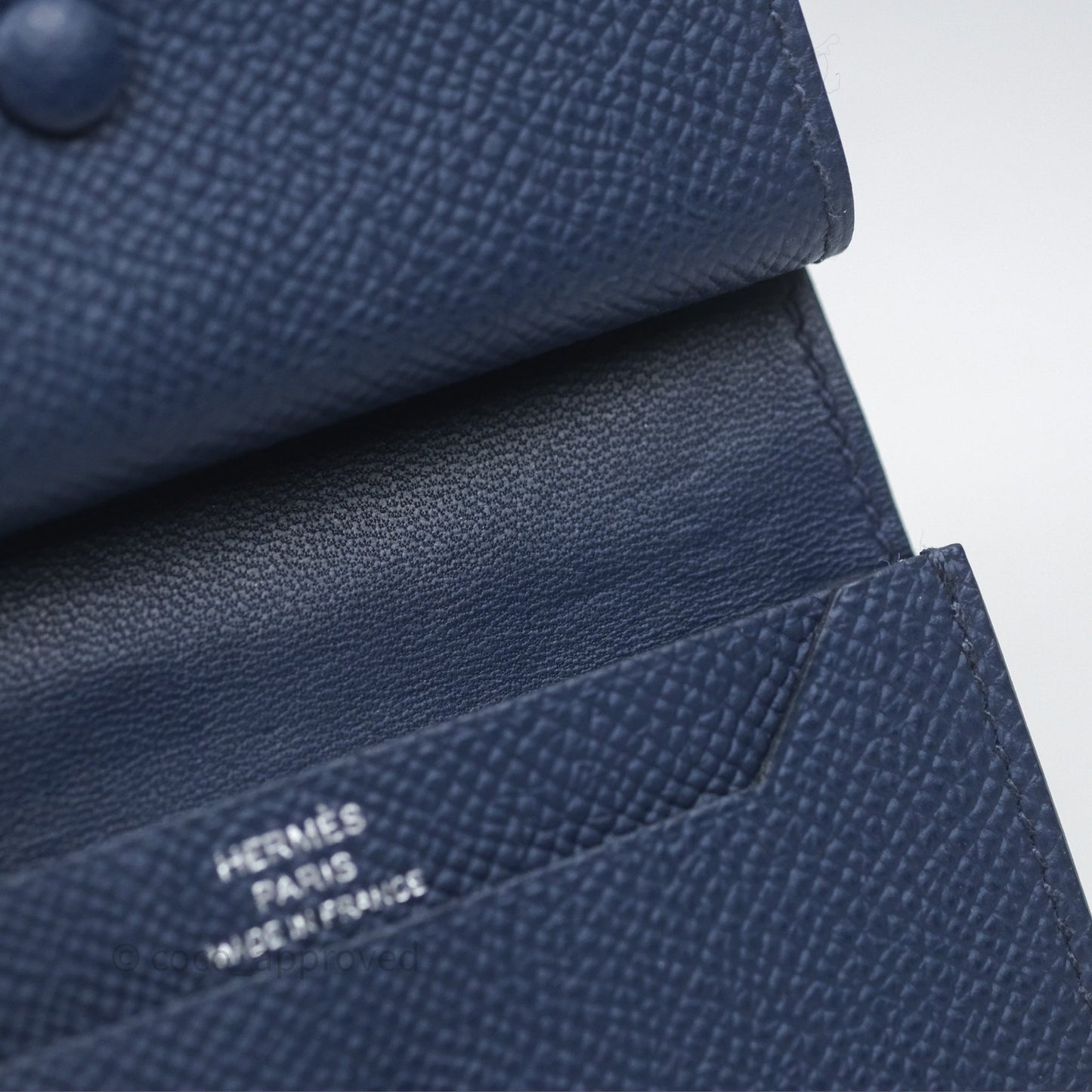Hermès Bearn Mini Wallet Bleu Saphir 73 Epsom Palladium Hardware
