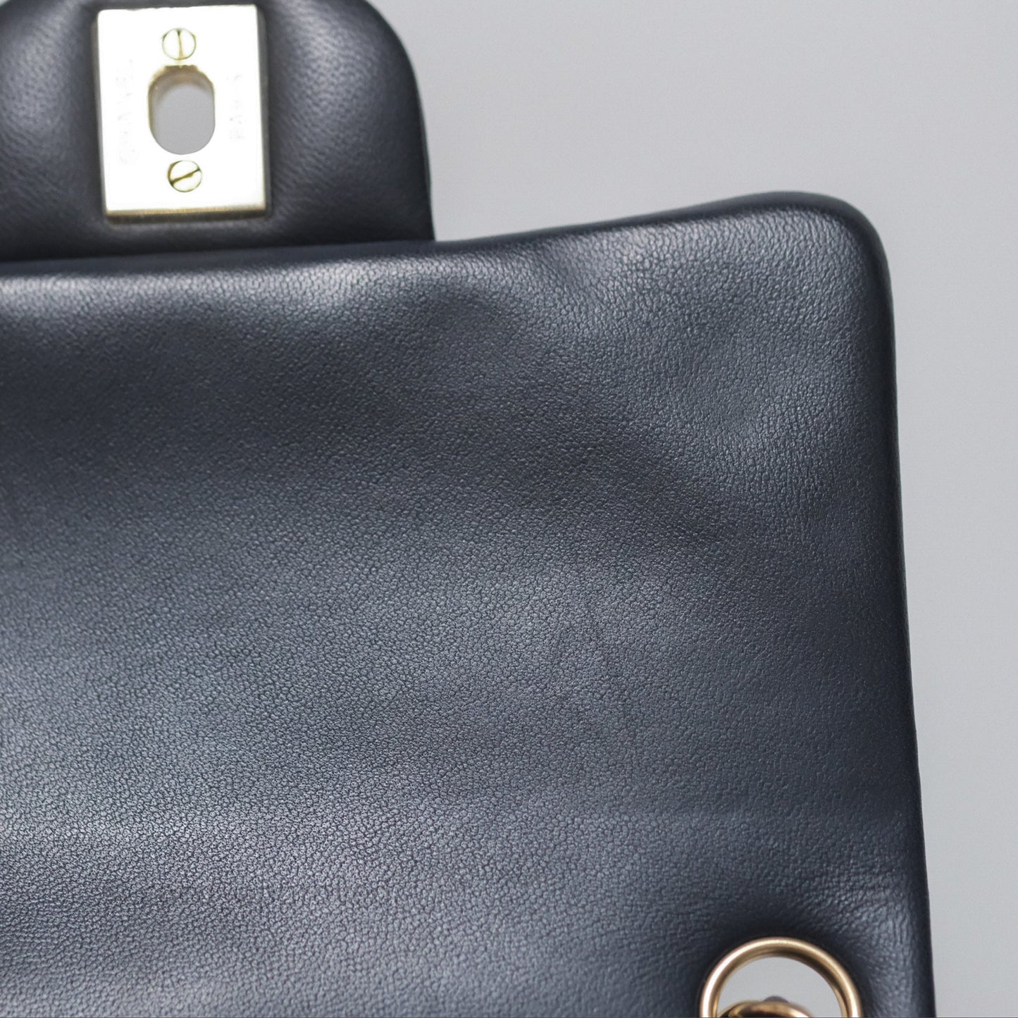 Chanel Mini Square Flap Quilted Navy Lambskin Gold Hardware