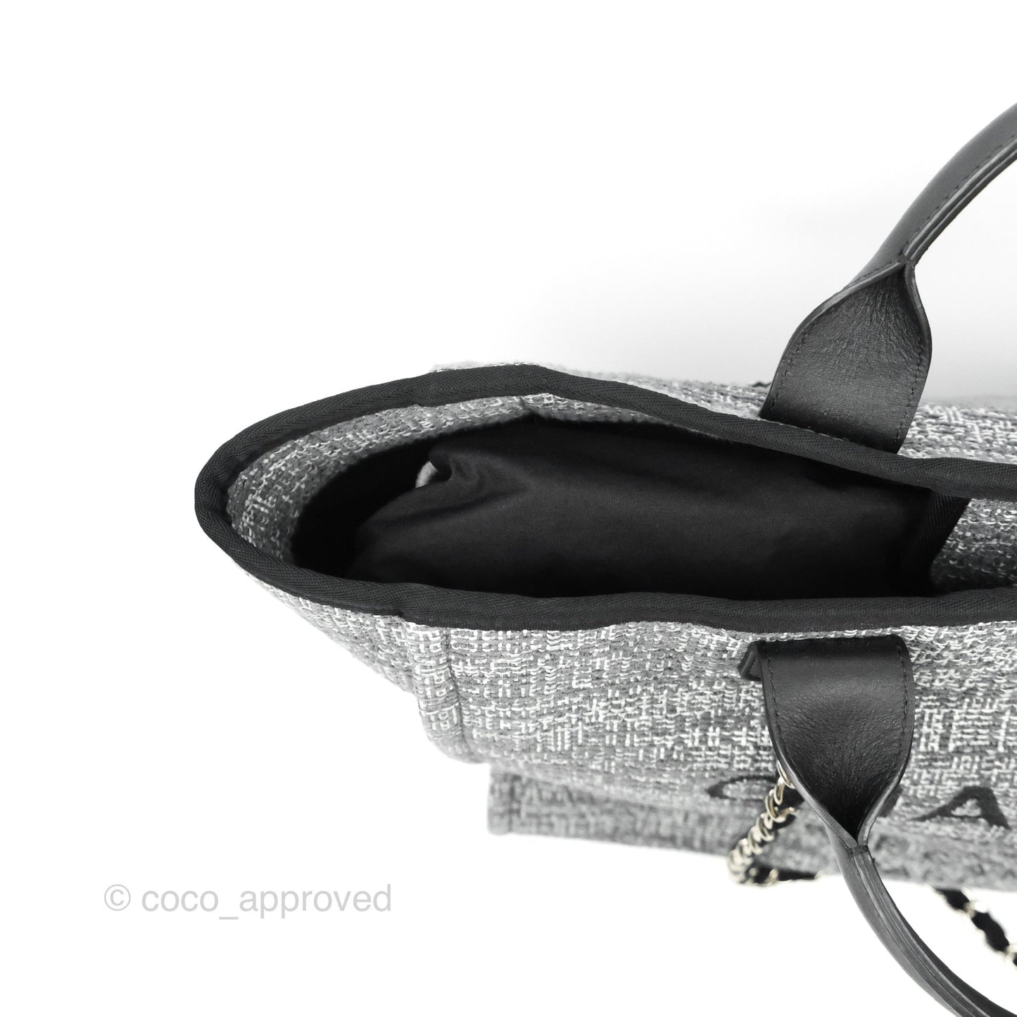 Chanel Large Deauville Charcoal Grey Tweed