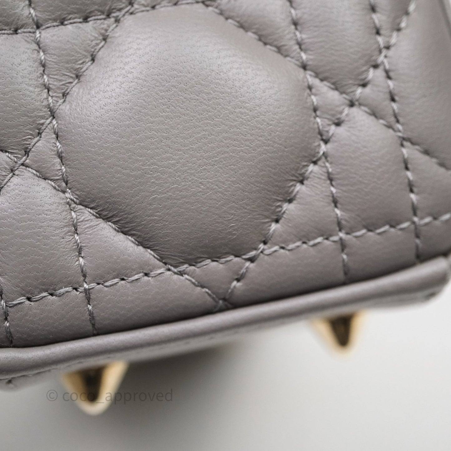 Christian Dior Small Lady Dior Grey Lambskin Gold Hardware
