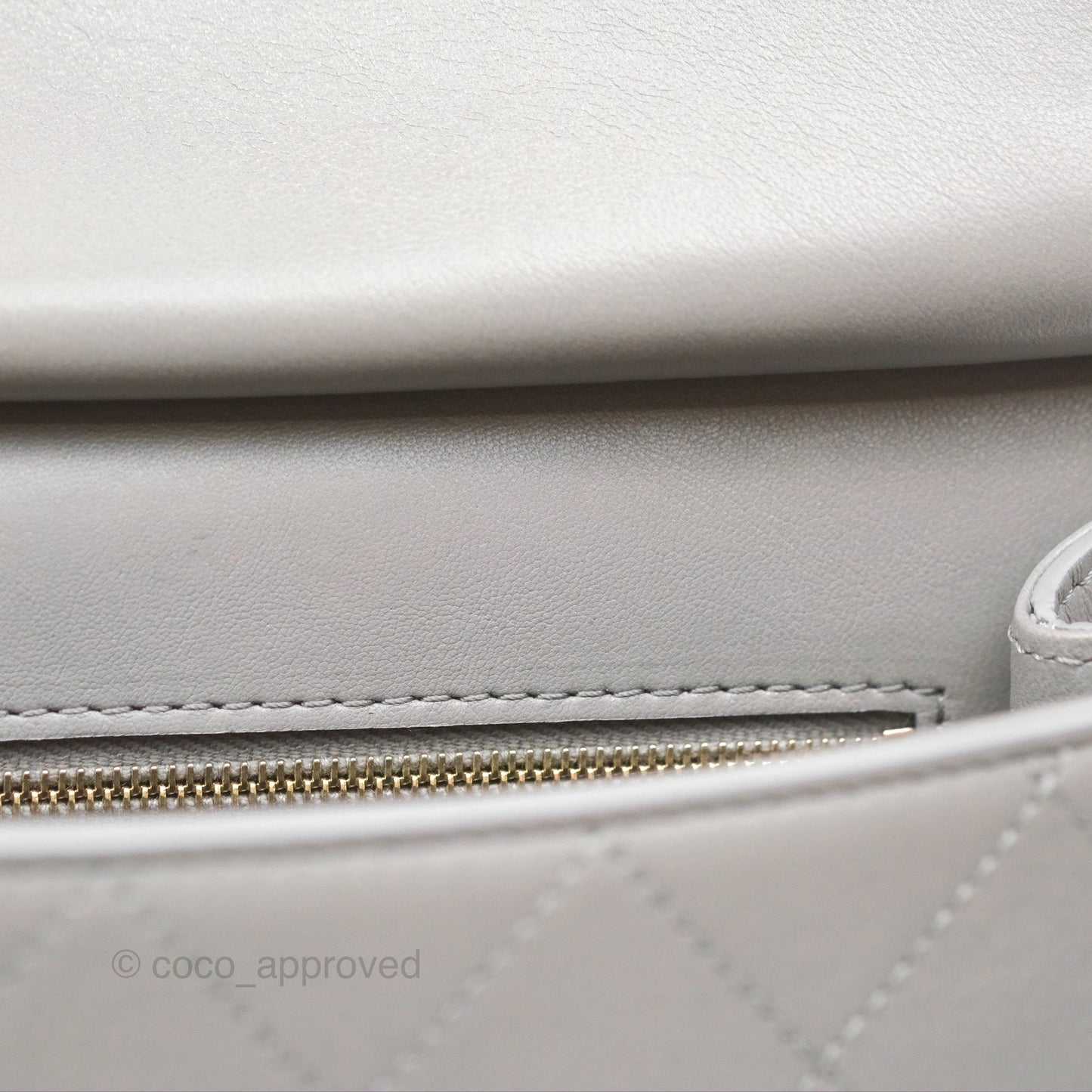 Chanel Small Quilted Coco Luxe Flap Bag Grey Calfskin Aged Gold Hardware