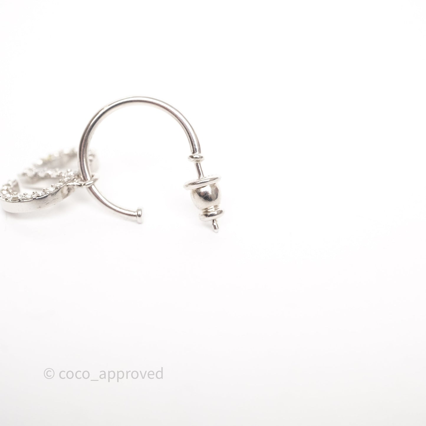 Christian Dior Crystal Pearl Drop Petit CD Earrings Silver Tone