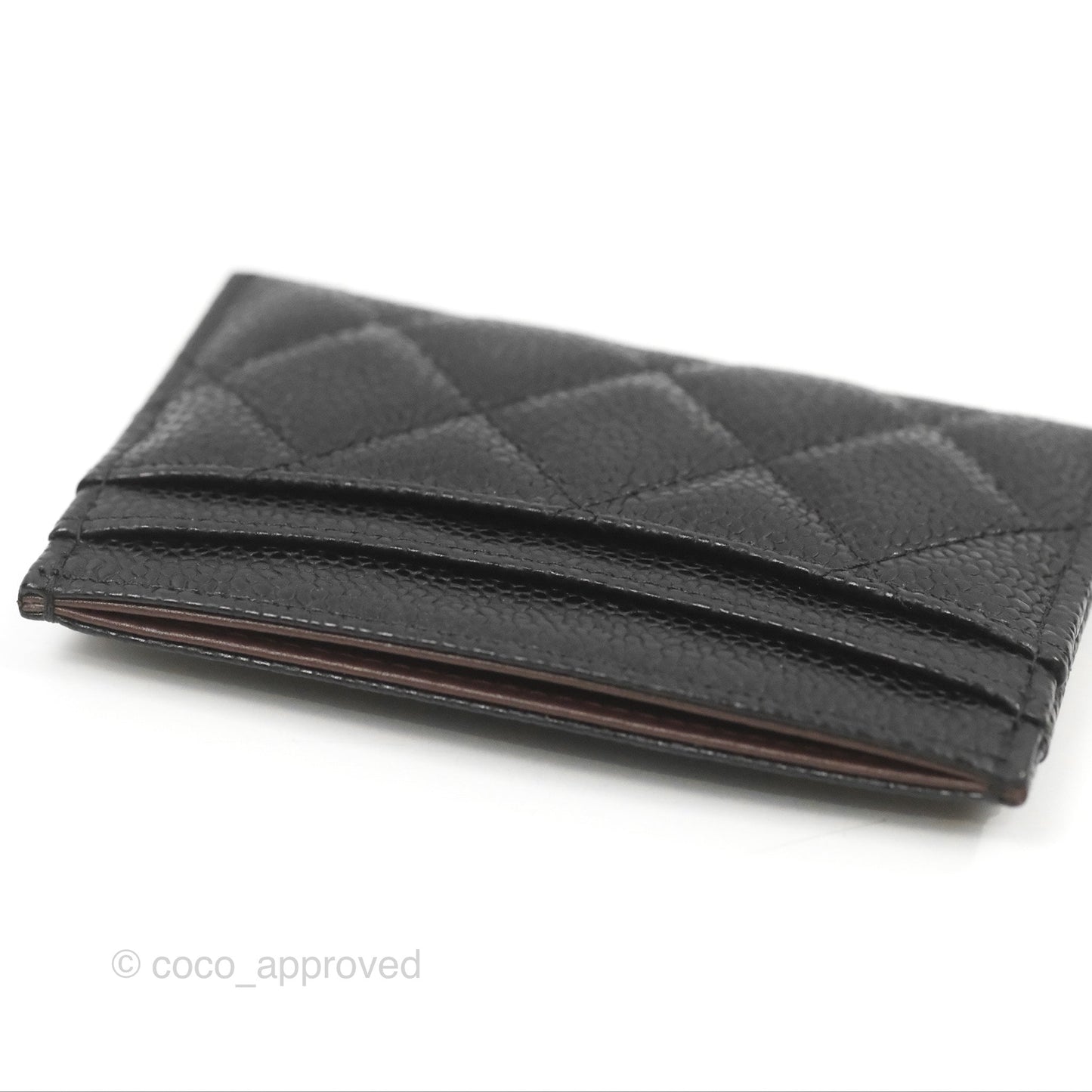 Chanel Classic Flat Card Holder Black Caviar Gold Hardware
