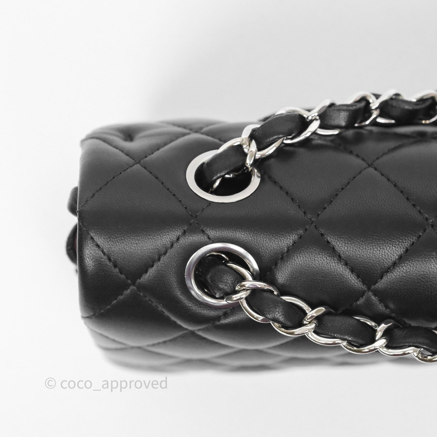 Chanel Classic M/L Medium Flap Quilted Black Lambskin Silver Hardware