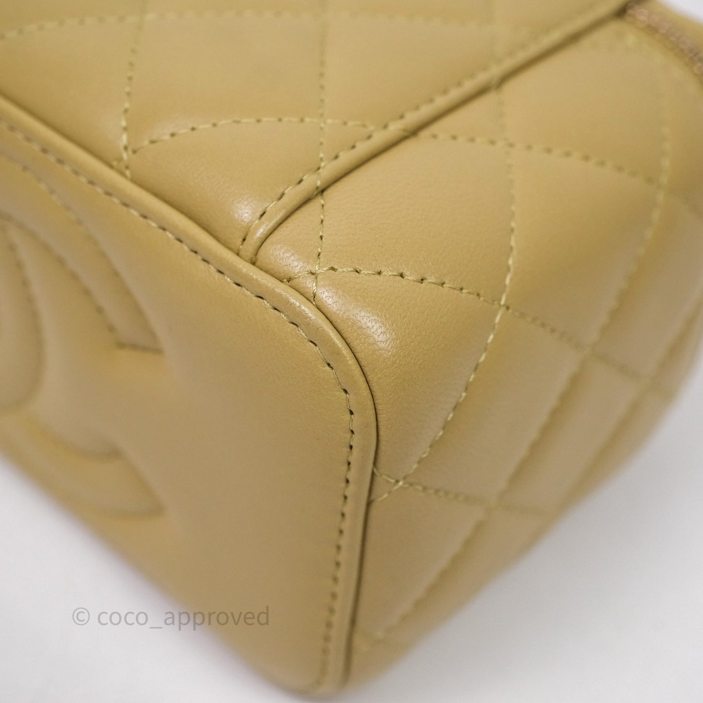 Chanel Top Handle Vanity with Chain Olive Green Lambskin Aged Gold Hardware