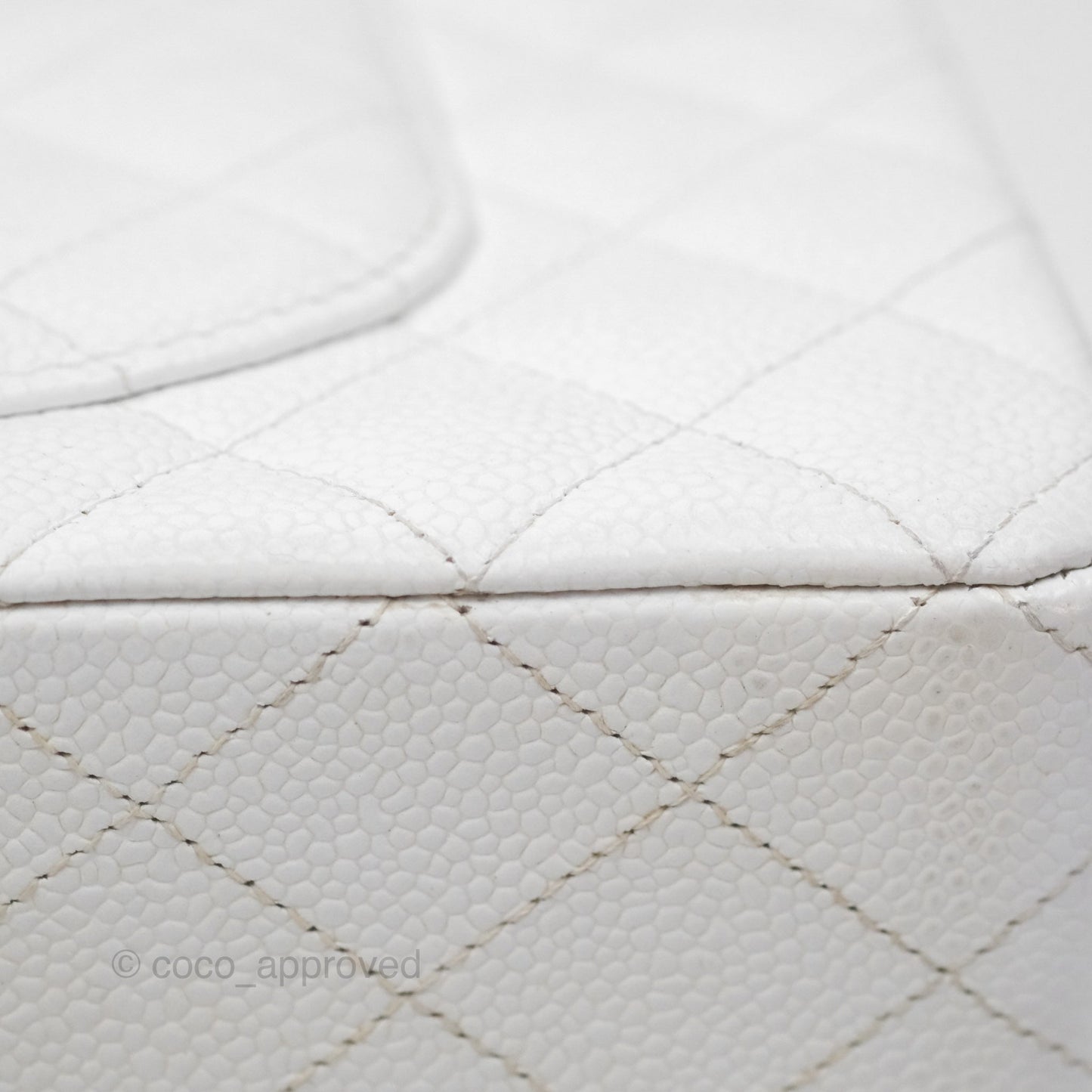 Chanel Classic M/L Medium Double Flap White Caviar Silver Hardware