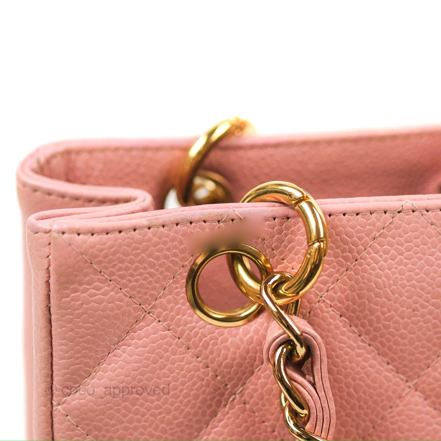 Chanel Quilted Petit Shopping Tote PST Sakura Pink Caviar Gold Hardware