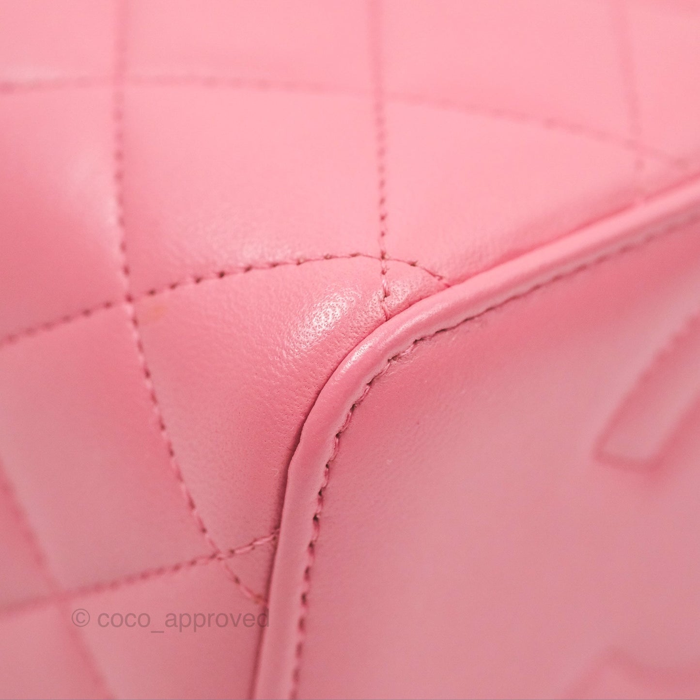Chanel Vanity Rectangular Top Handle Pink Lambskin Gold Hardware