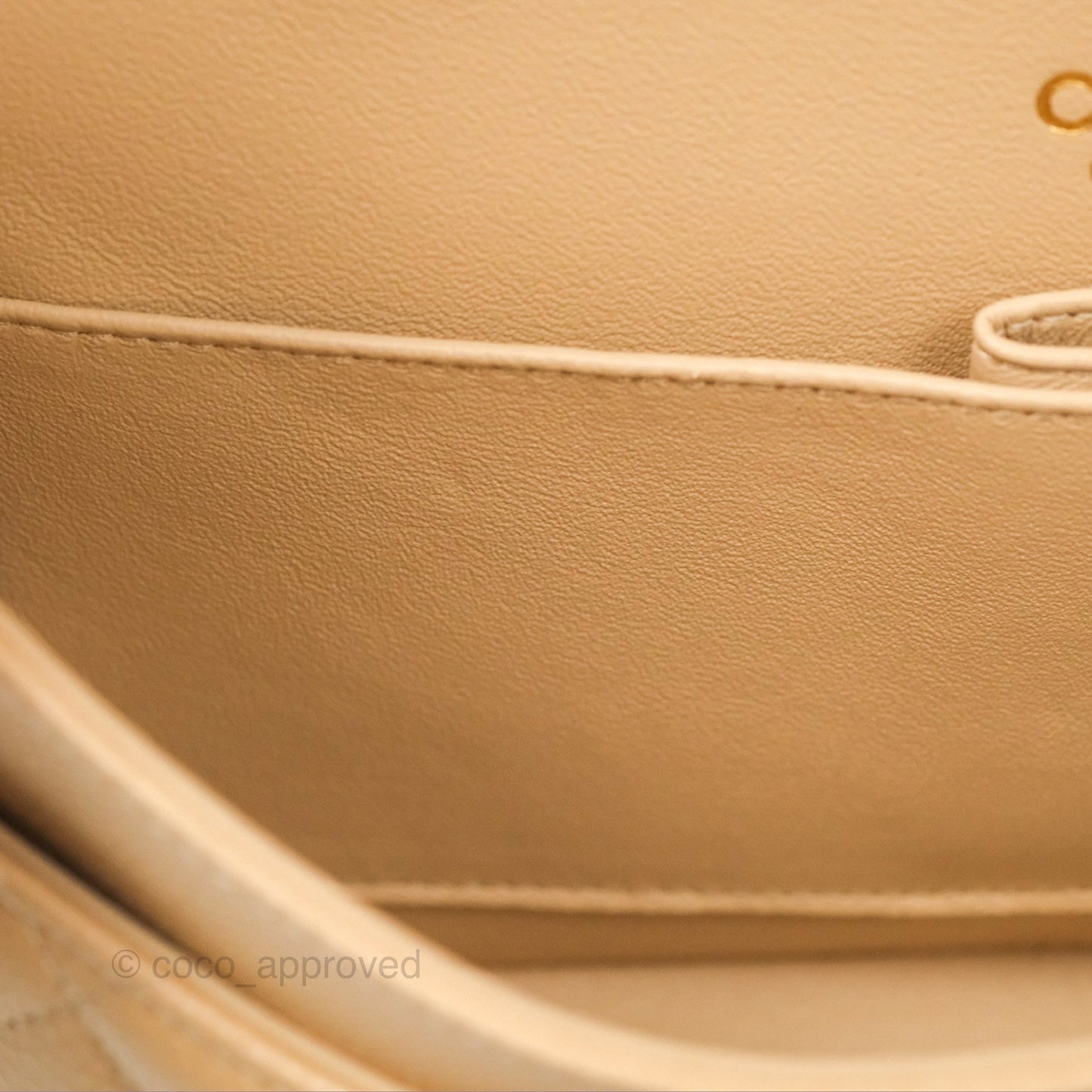 Chanel Classic M/L Medium Flap Quilted Beige Caviar Gold Hardware