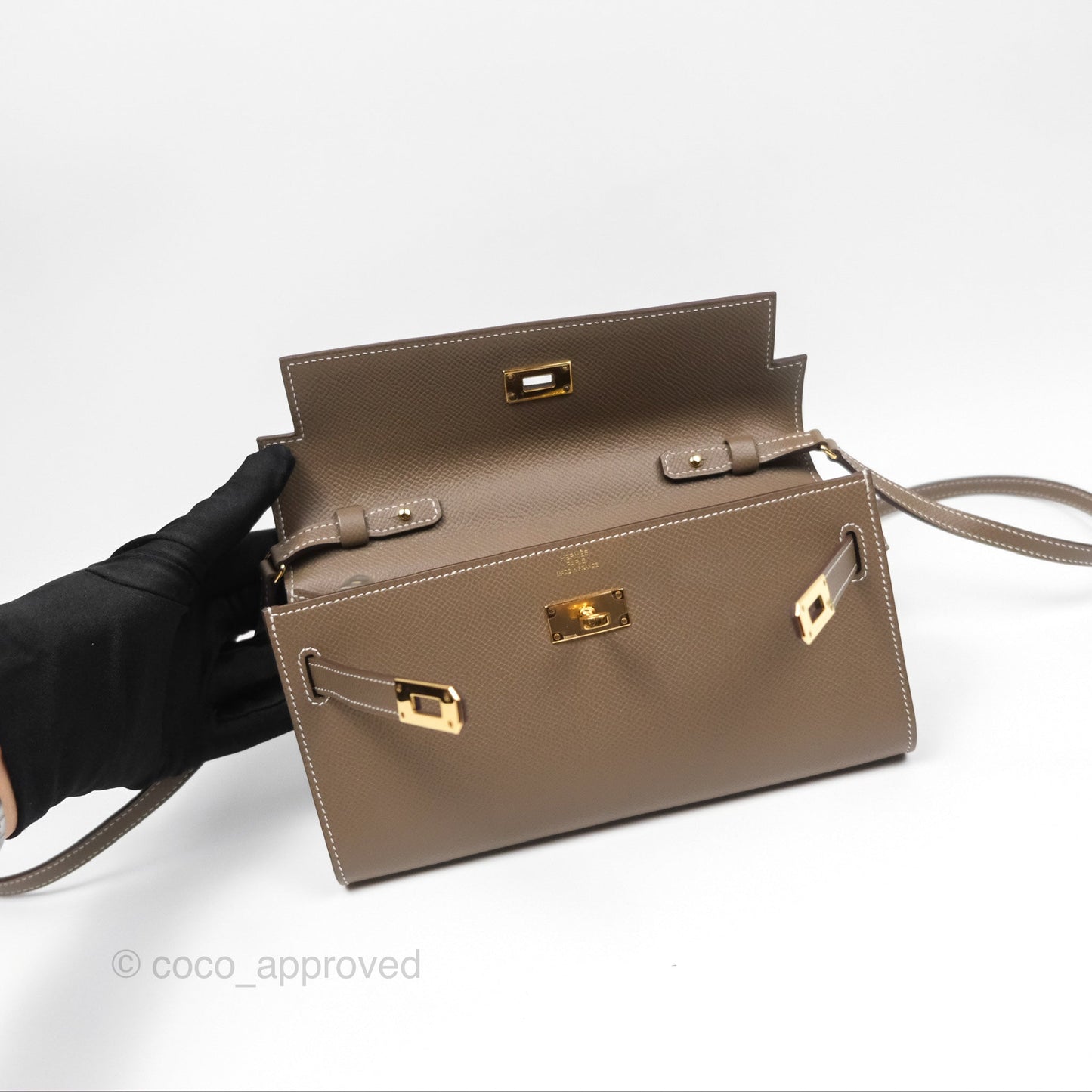 Hermès Kelly To Go Wallet Etoupe 18 Epsom Gold Hardware