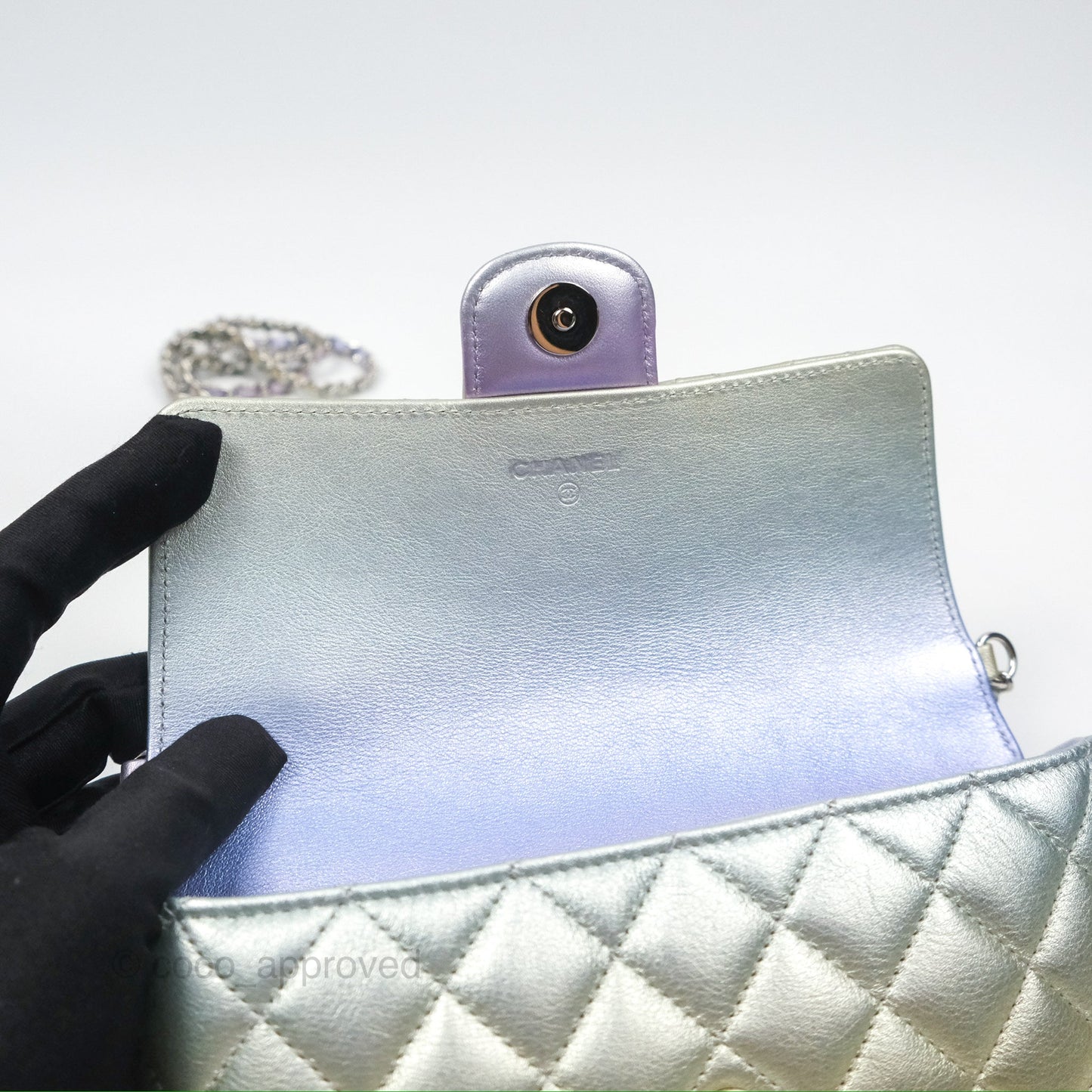 Chanel Quilted Case on Chain Iridescent Rainbow Calfskin