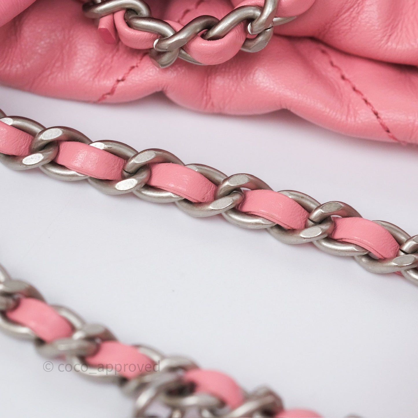Chanel 22 Mini Bag Pink Shiny Crumpled Calfskin Matte Silver Hardware