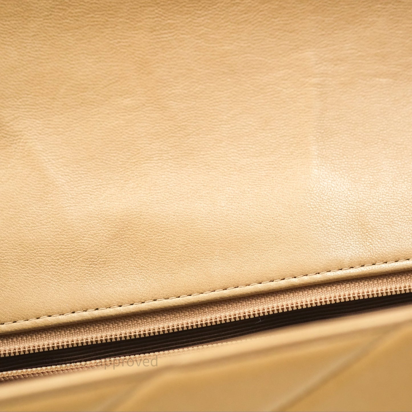 Chanel Vintage Medium Flap Chevron Beige Lambskin 24K Gold Hardware