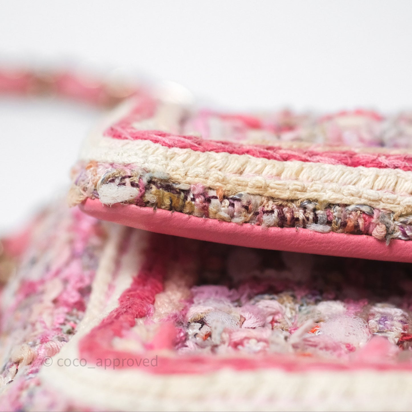 Chanel Mini Rectangular Flap Pink Tweed Braid Gold Hardware
