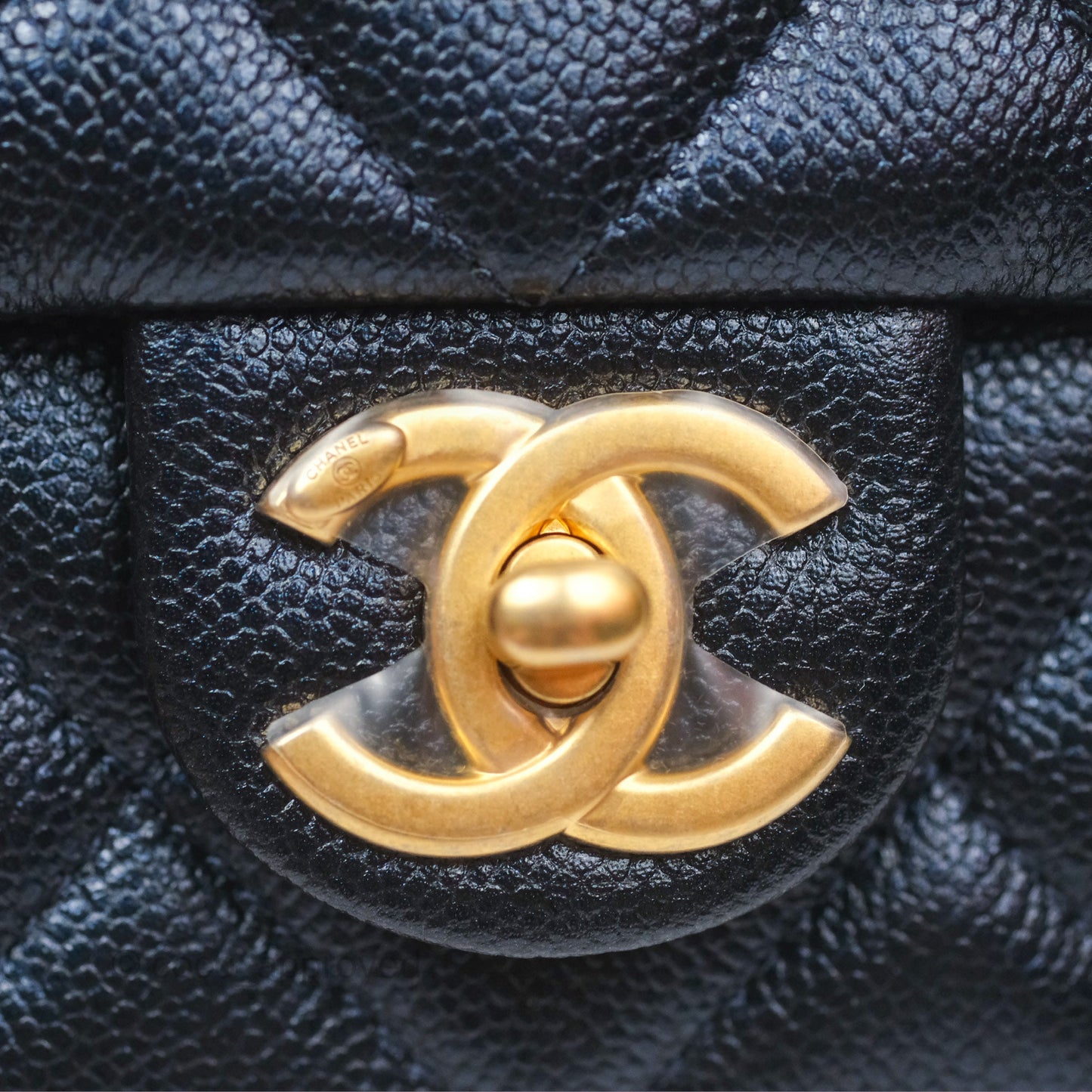 Chanel Quilted My Perfect Mini Iridescent Navy Caviar Aged Gold Hardware 21K