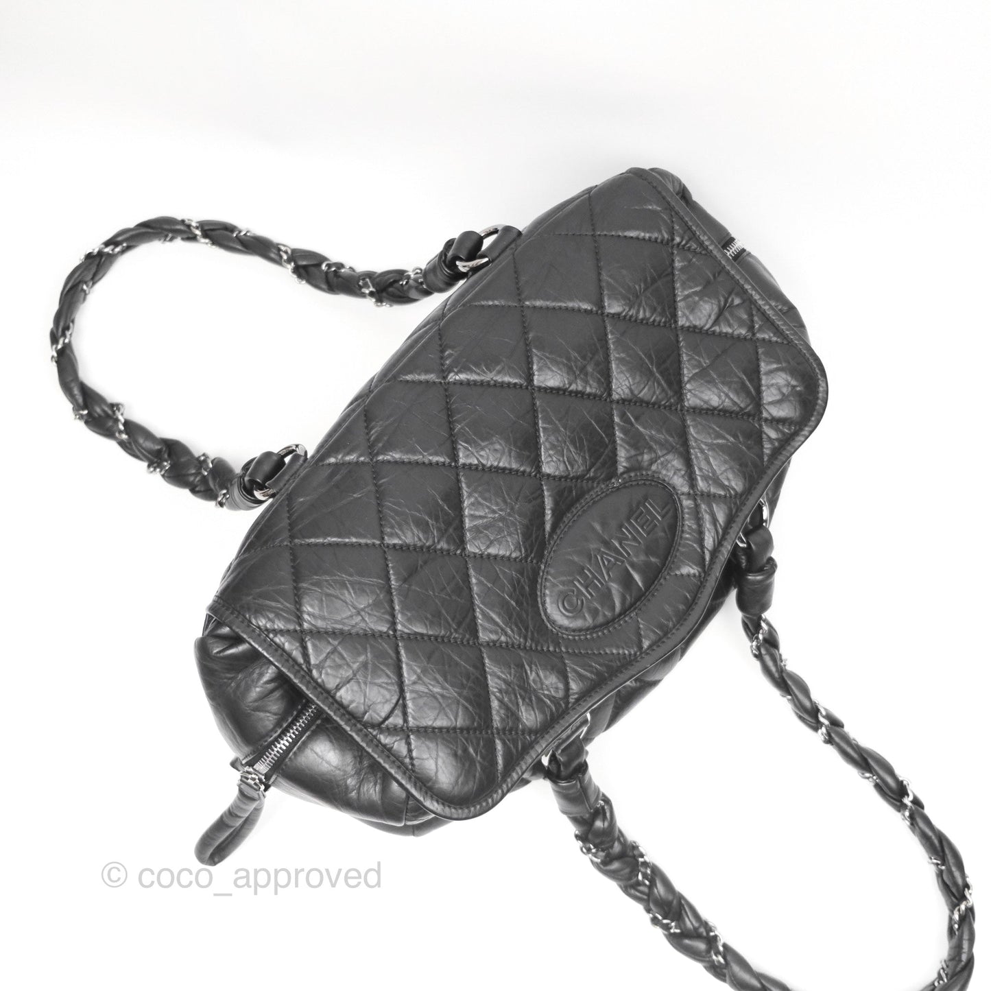 Chanel Quilted Lady Braid Bowler Bag Black Calfskin Silver Hardware