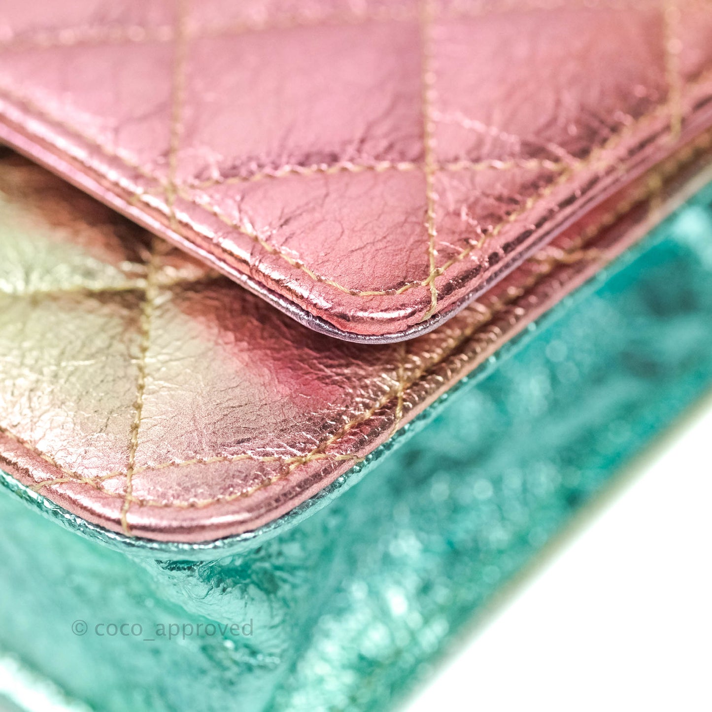Chanel Quilted Reissue Wallet On Chain WOC Metallic Rainbow Aged Calfskin Gold Hardware