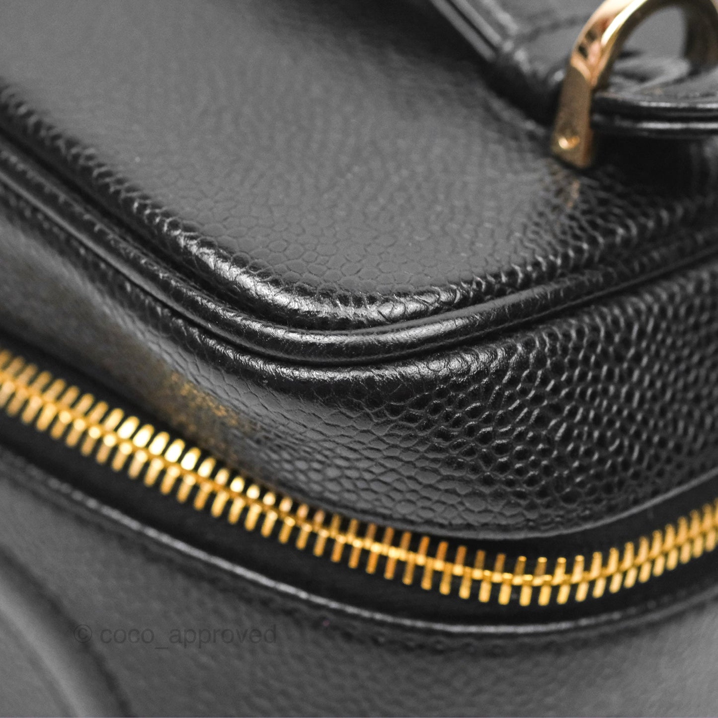Chanel Vintage Vanity Case Black Caviar Gold Hardware