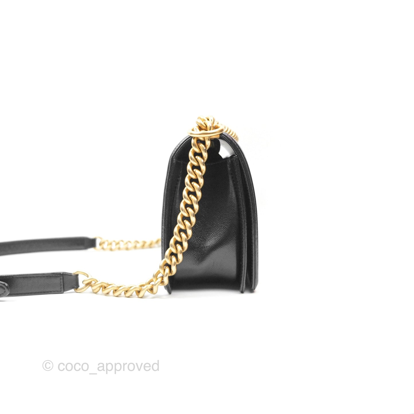 Chanel Quilted Medium Boy Black Caviar Aged Gold Hardware