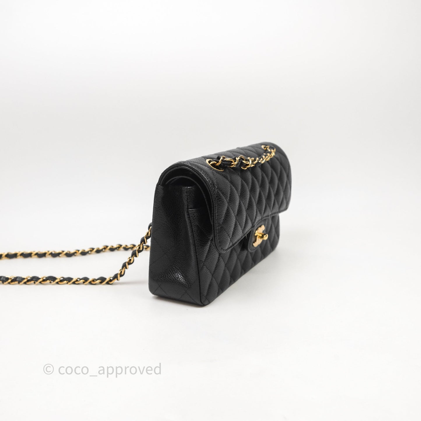 Chanel Small Classic Flap Quilted Black Caviar Gold Hardware