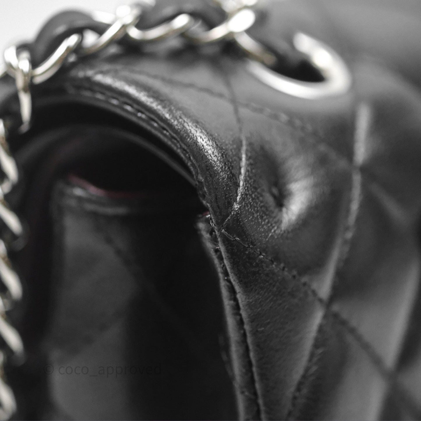 Chanel Classic M/L Medium Flap Quilted Black Lambskin Silver Hardware