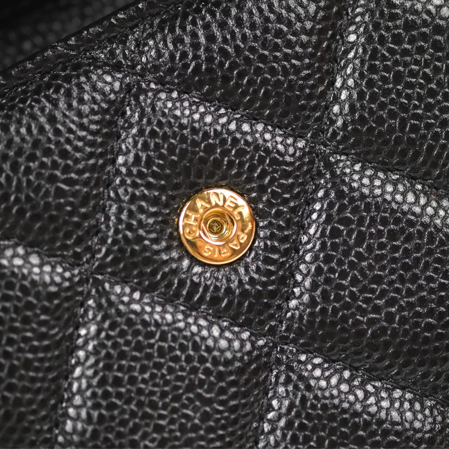 Chanel Miss Coco Clutch With Chain Quilted Black Caviar Gold Hardware