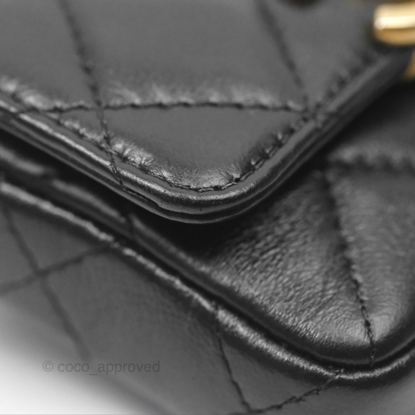Chanel Mini Card Holder Belt Bag Black Lambskin Aged Gold Hardware