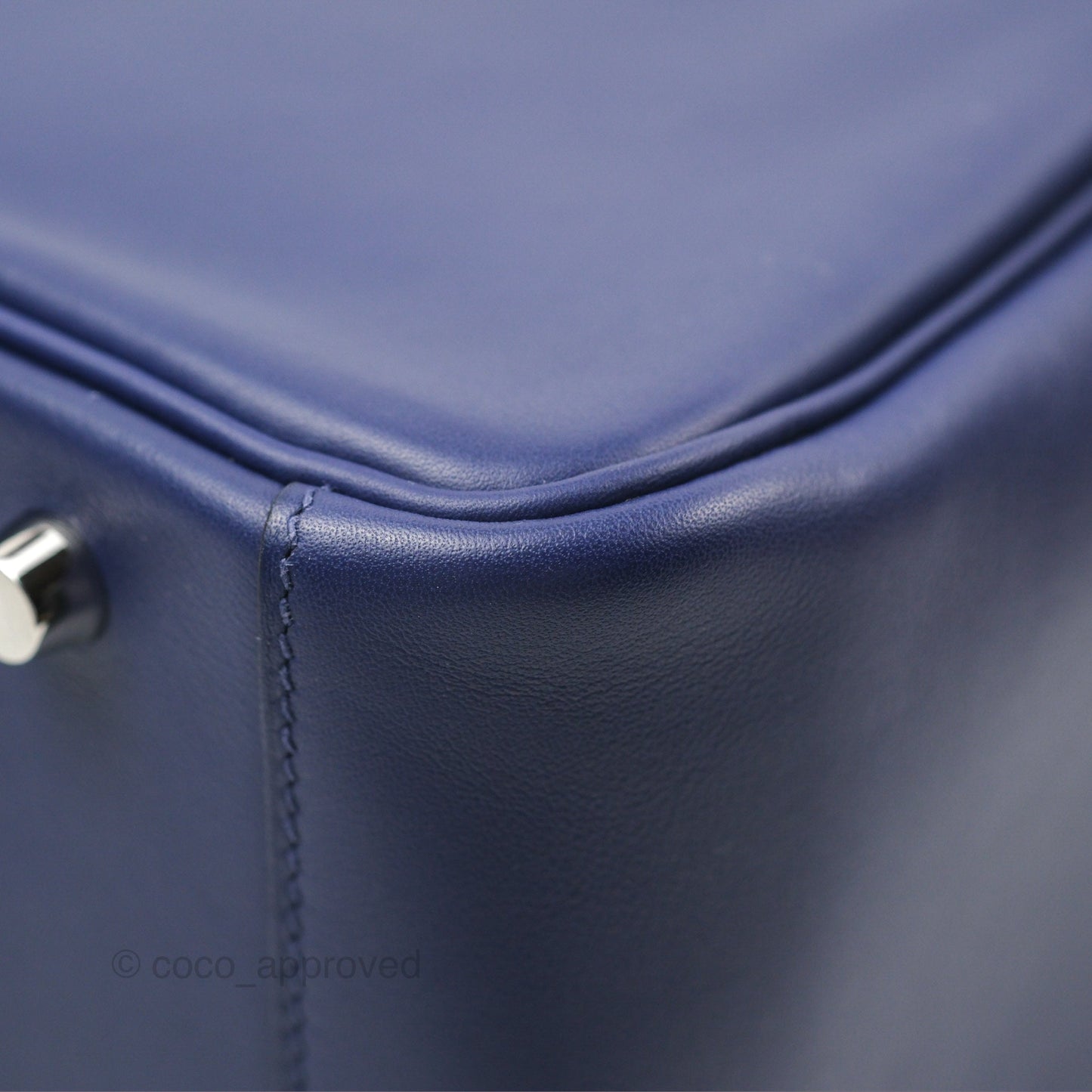Hermès Lindy Tressage De Cuir 30 Bleu Encre/Brique/Black Swift Palladium Hardware