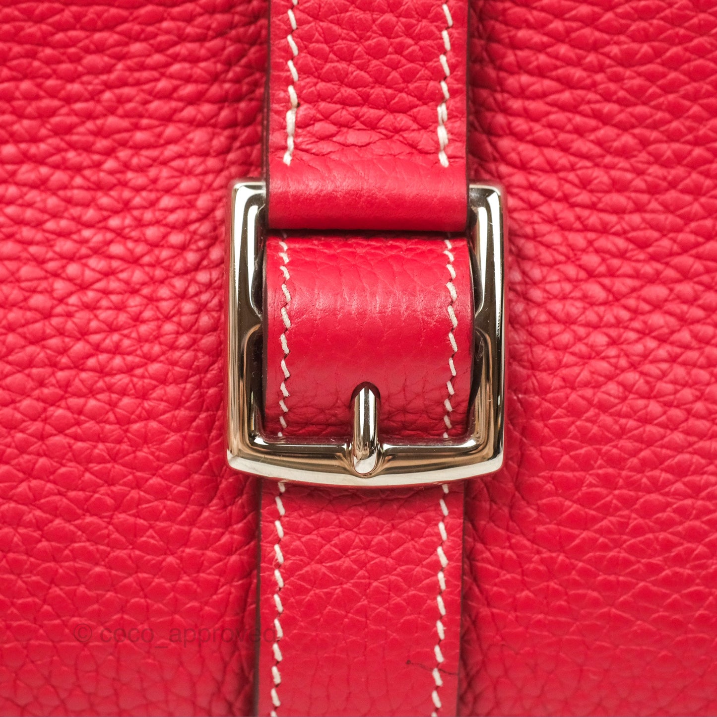 Hermès Halzan 31 Rouge Casque Clemence Palladium Hardware