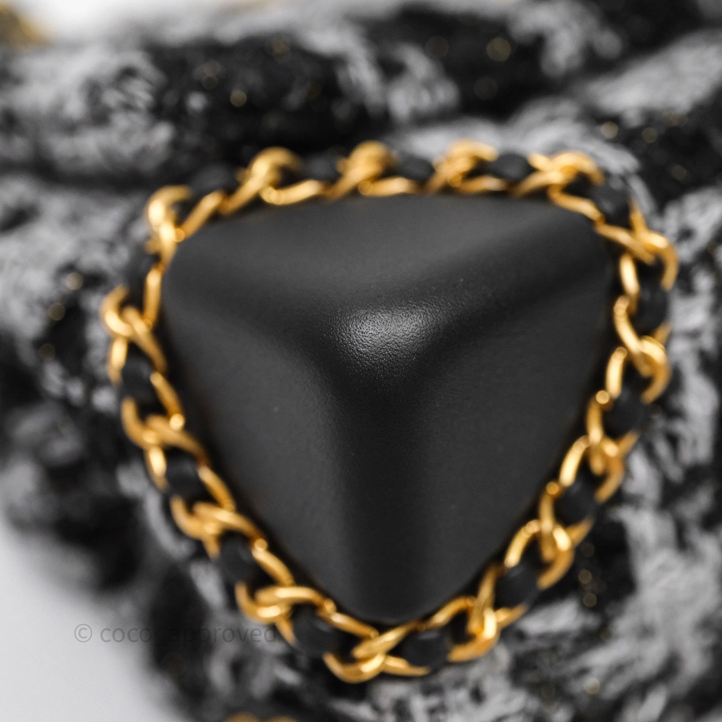Chanel Mini Flag Bag Black & Grey Tweed Aged Gold Hardware