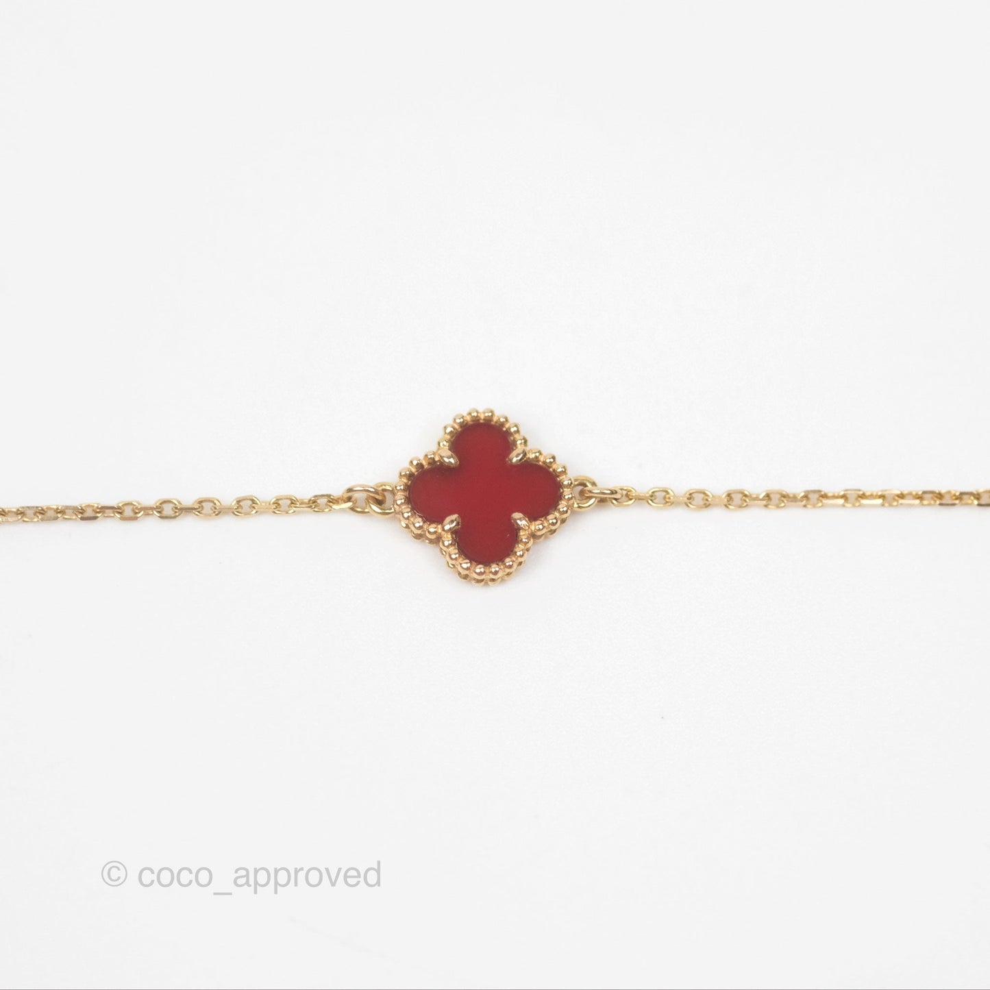 Van Cleef & Arpels Sweet Alhambra Bracelet Rose Gold Red Carnelian