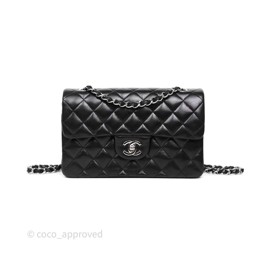 Chanel Small Classic Flap Quilted Black Lambskin Silver Hardware
