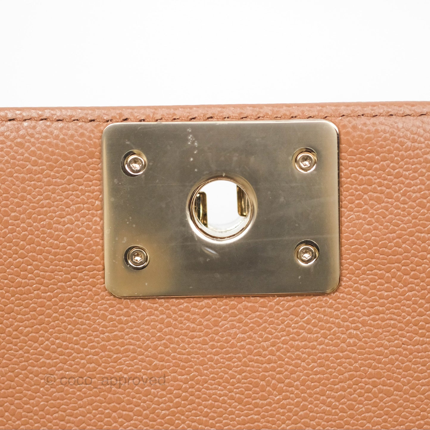 Chanel Quilted Medium Boy Dark Caramel Beige Caviar Gold Hardware
