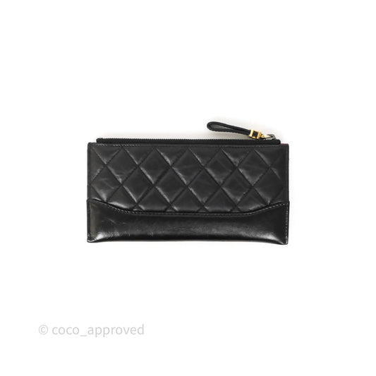 Chanel Quilted Gabrielle Zip Long Wallet Black