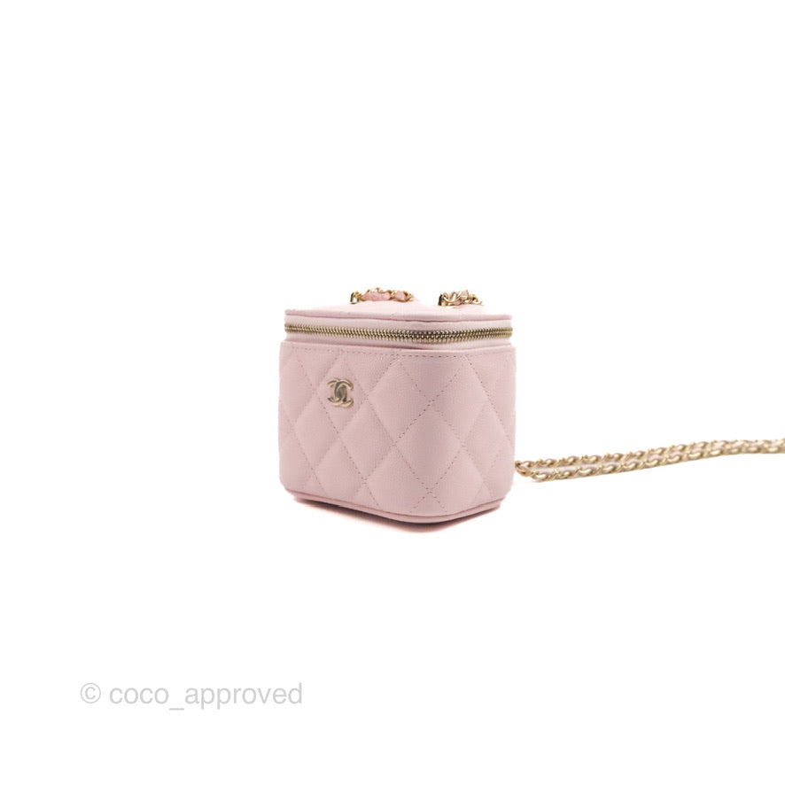 Chanel Mini Vanity With Chain Pink Caviar Gold Hardware