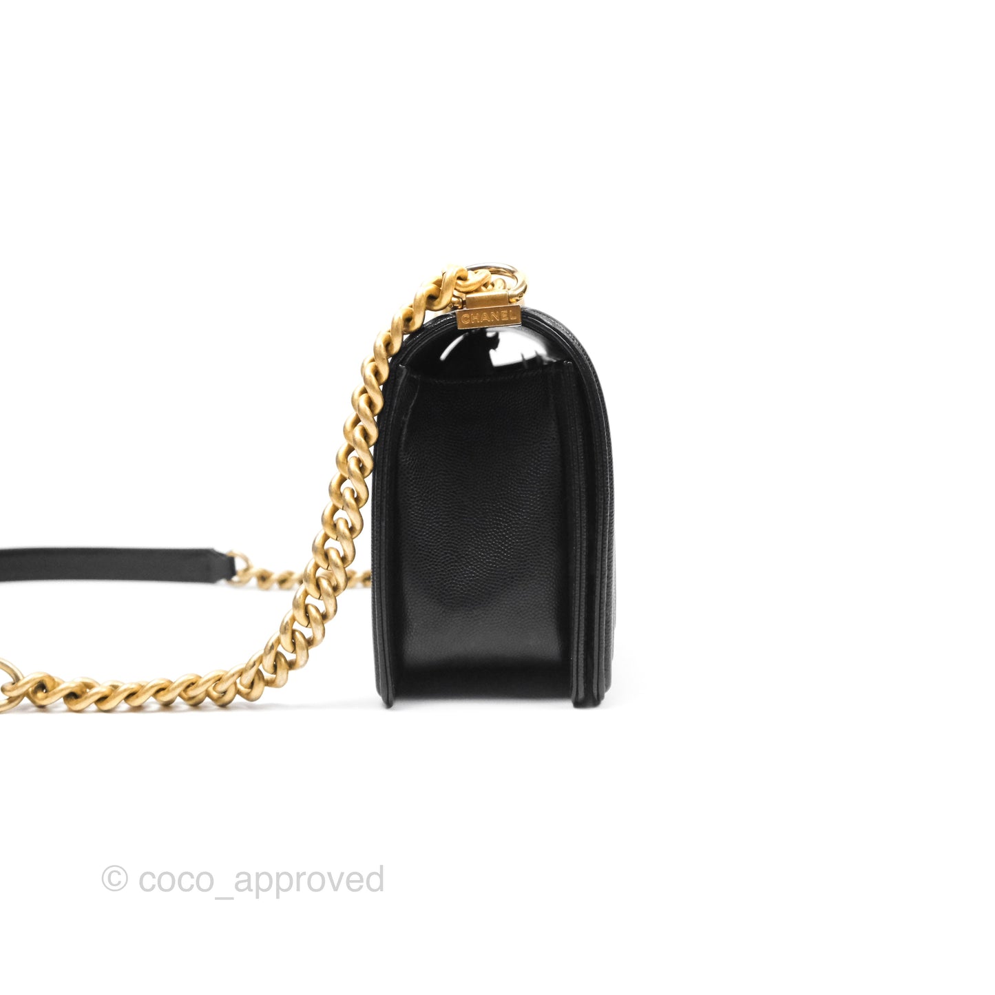 Chanel Medium Boy Quilted Black Caviar Aged Gold Hardware