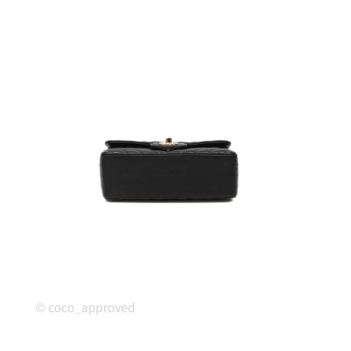 Chanel Quilted Mini Rectangular Chevron Black Lambskin Gold Hardware