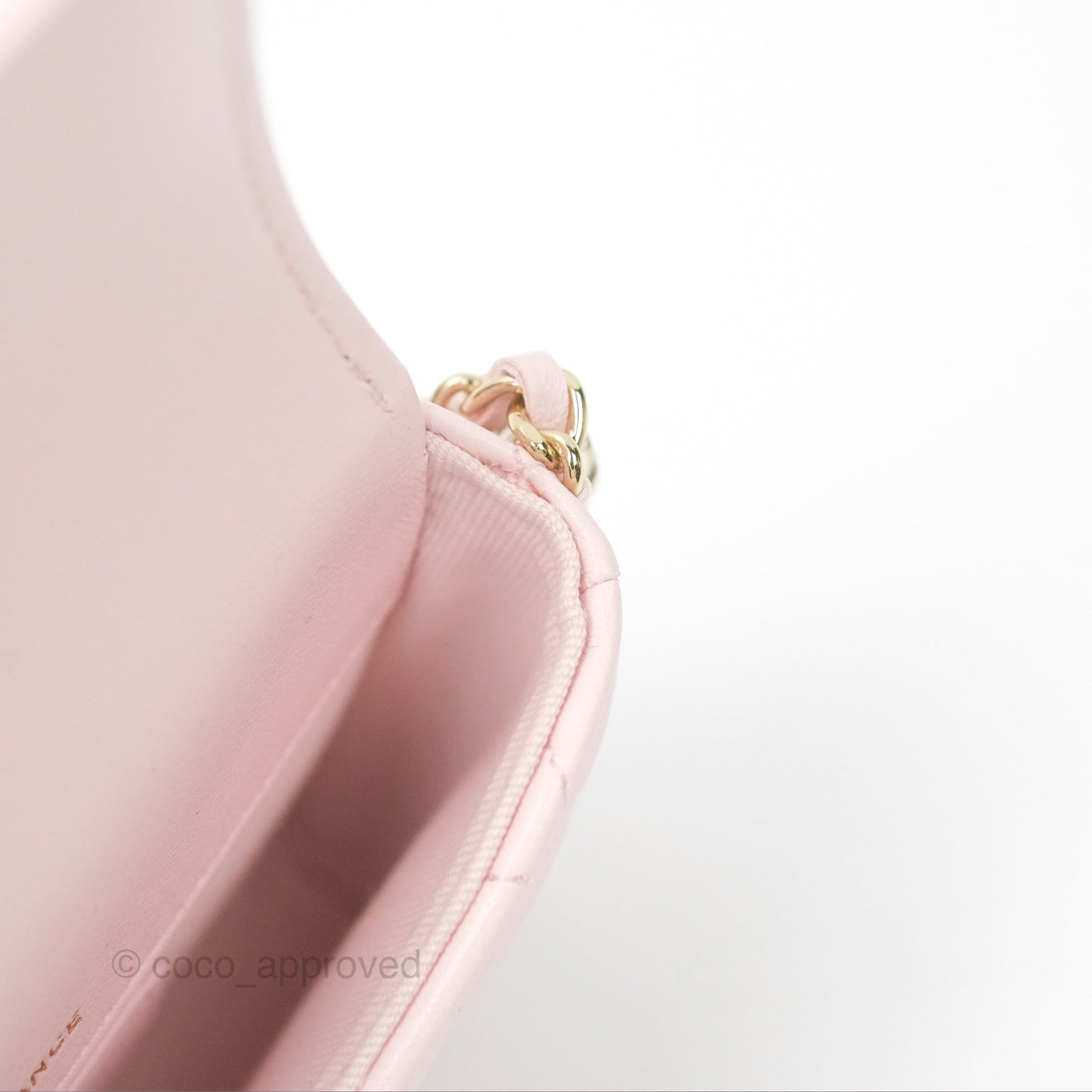 Chanel Mini Chain Around Clutch With Chain Pink Lambskin Gold Hardware