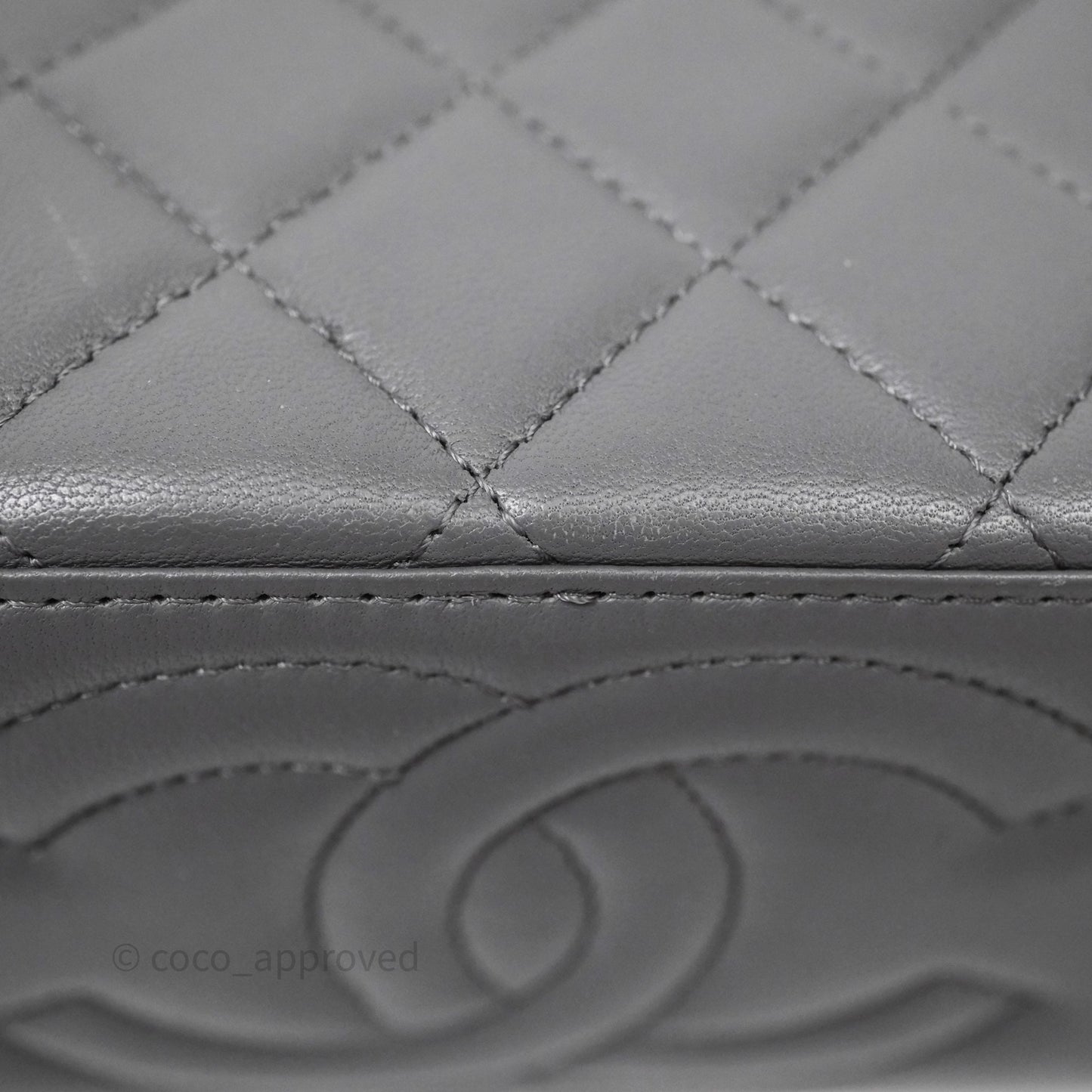Chanel Vanity Rectangular Top Handle Grey Lambskin Gold Hardware