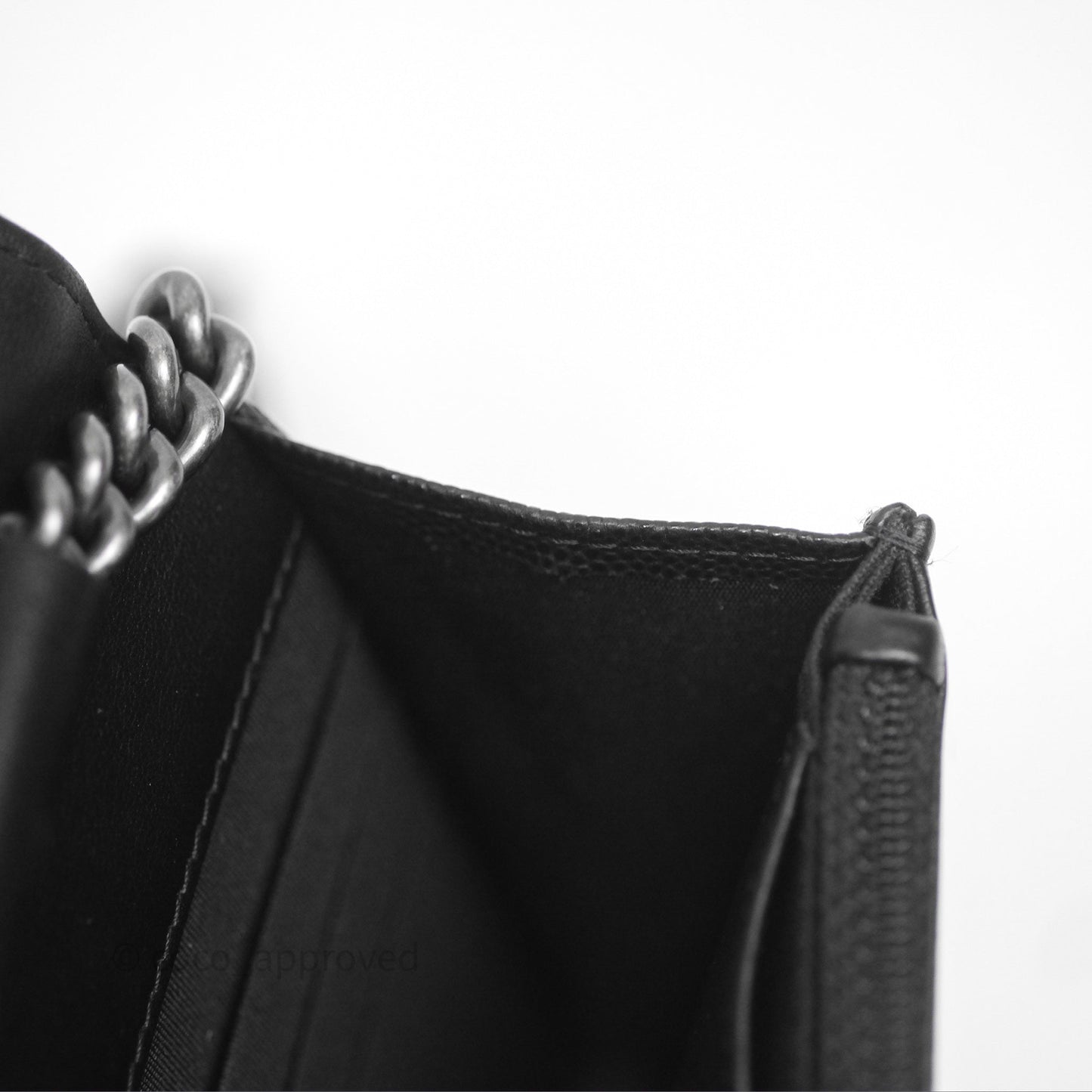 Chanel Quilted Boy Wallet on Chain WOC Black Caviar Ruthenium Hardware
