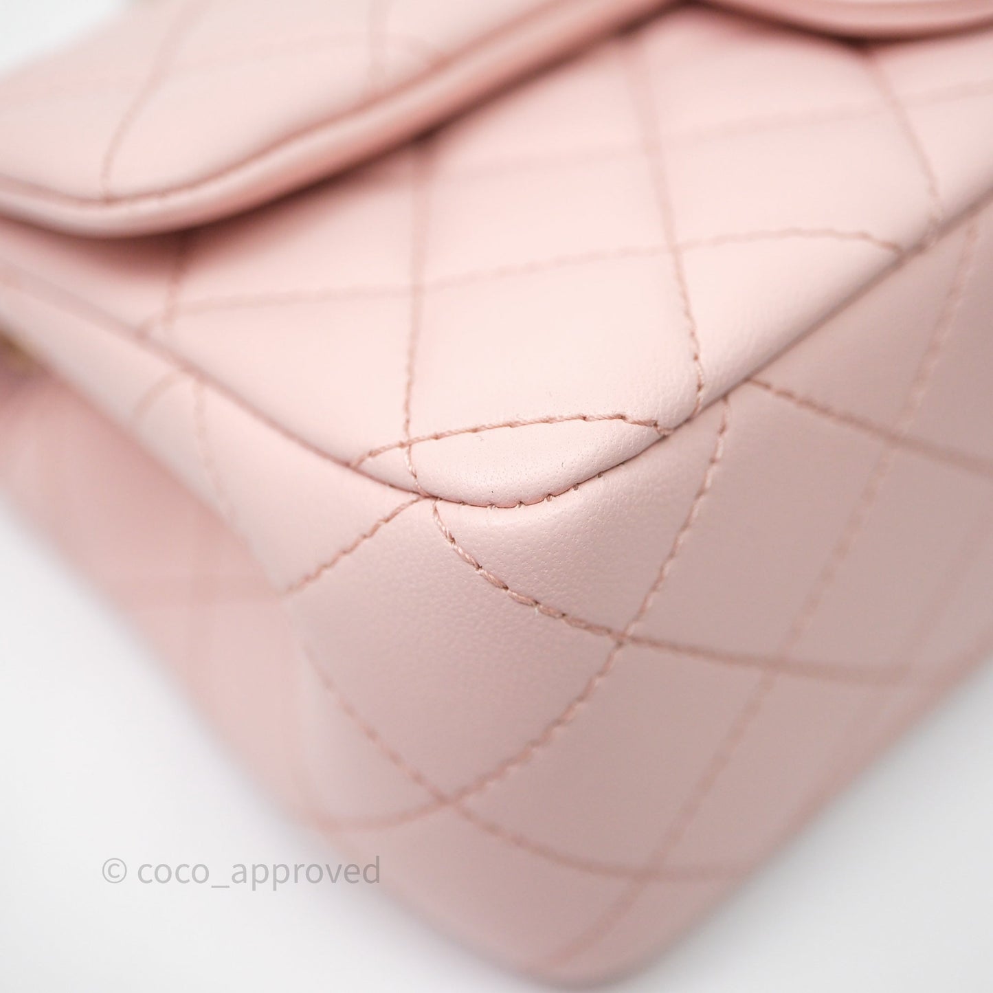 Chanel Mini Rectangular Pearl Crush Baby Pink Lambskin Aged Gold Hardware