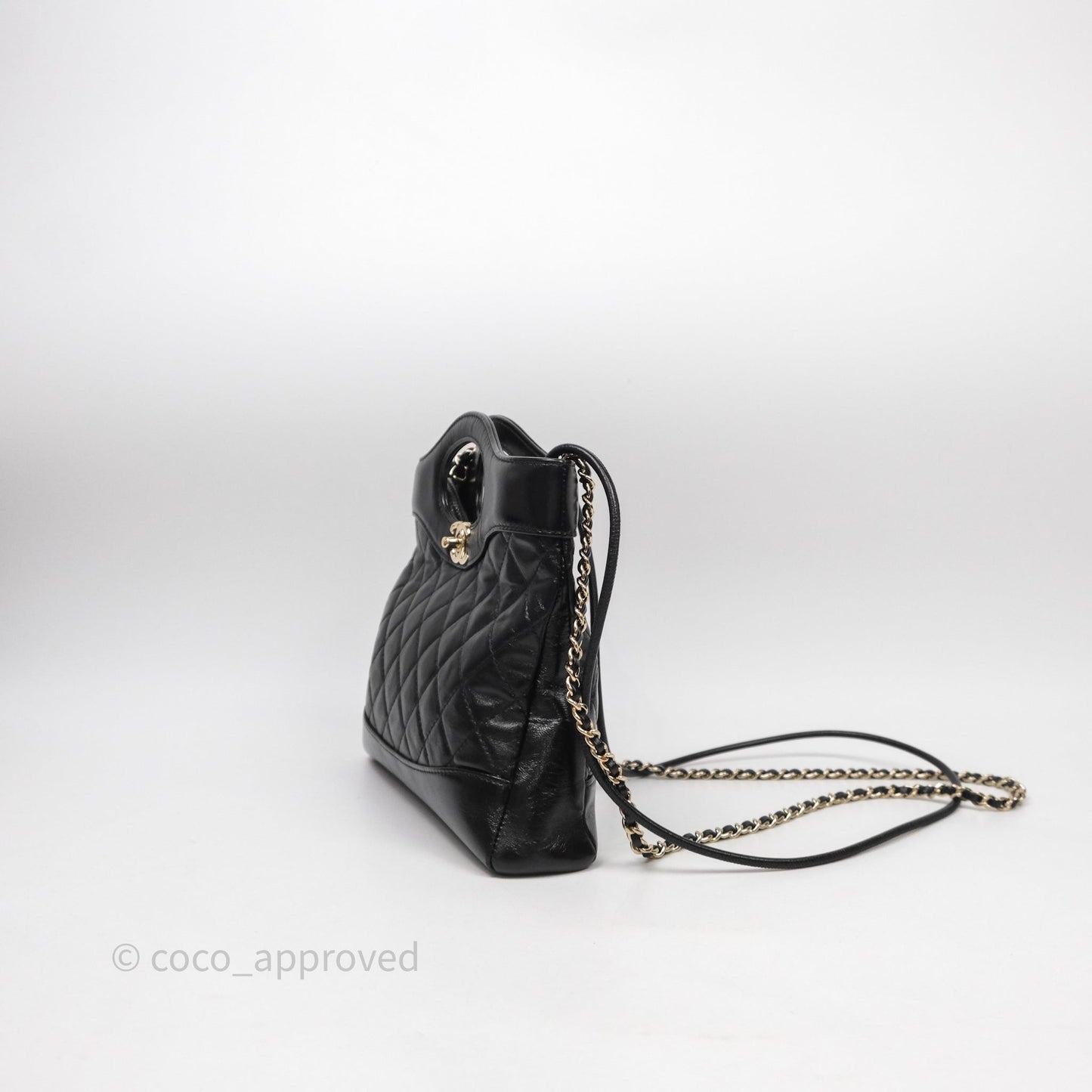 Chanel 31 Mini Black Shiny Calfskin Gold Hardware