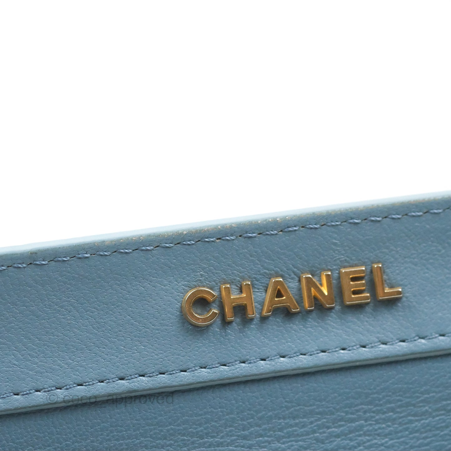 Chanel Curved Flap Bag Blue Lambskin Aged Gold Hardware