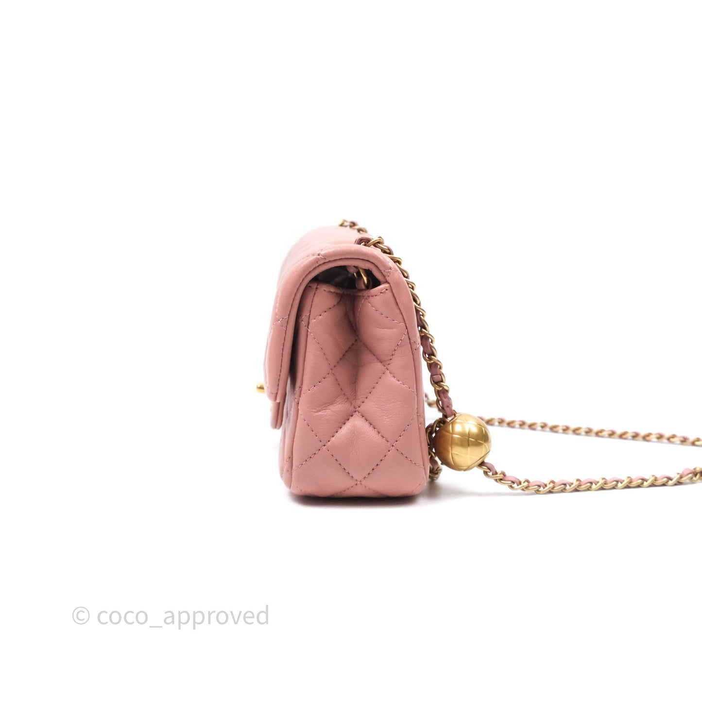 Chanel Mini Rectangular Pearl Crush Dusty Pink Lambskin Aged Gold Hardware